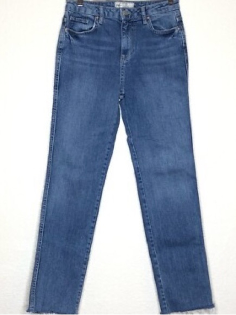Free People High-Rise Slim Straight Blue Jeans